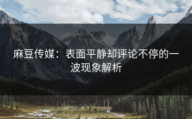 麻豆传媒：表面平静却评论不停的一波现象解析  第1张