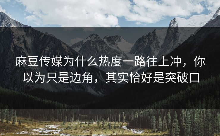 麻豆传媒为什么热度一路往上冲，你以为只是边角，其实恰好是突破口  第1张
