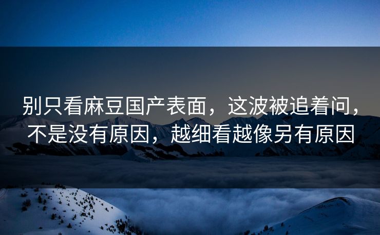 别只看麻豆国产表面，这波被追着问，不是没有原因，越细看越像另有原因  第1张