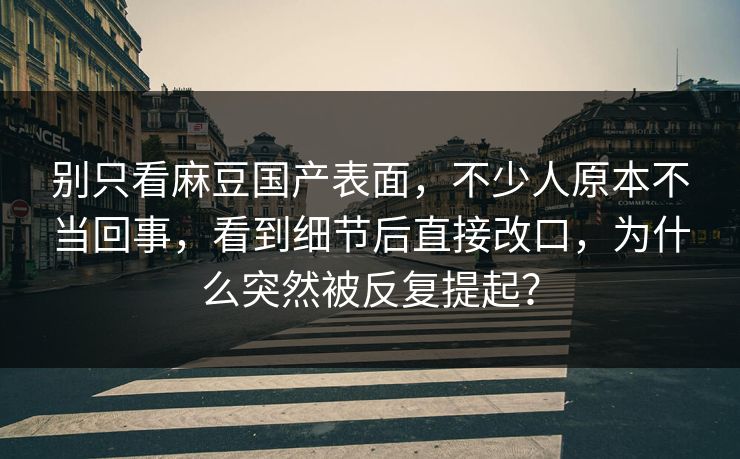 别只看麻豆国产表面，不少人原本不当回事，看到细节后直接改口，为什么突然被反复提起？  第1张