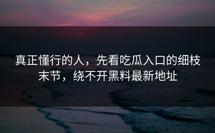 真正懂行的人，先看吃瓜入口的细枝末节，绕不开黑料最新地址  第1张