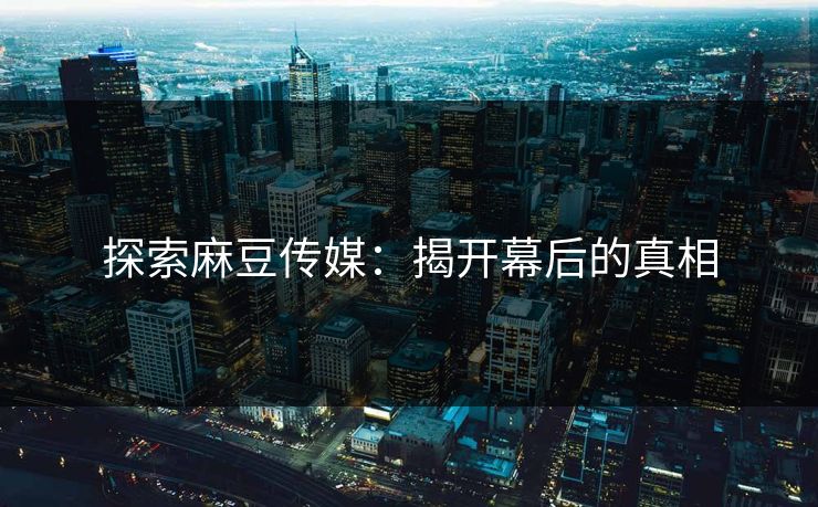 探索麻豆传媒：揭开幕后的真相  第1张