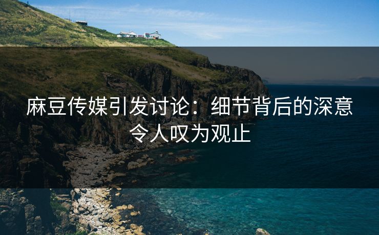 麻豆传媒引发讨论：细节背后的深意令人叹为观止  第1张