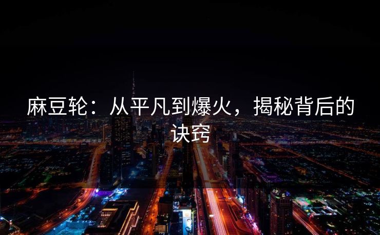 麻豆轮：从平凡到爆火，揭秘背后的诀窍  第1张