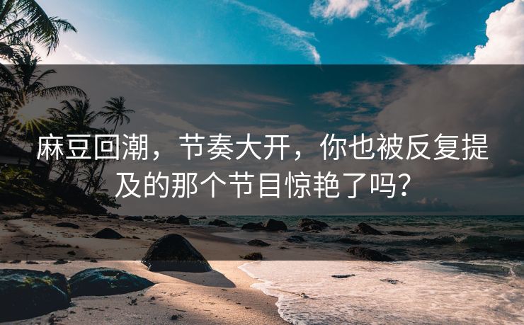 麻豆回潮,节奏大开,你也被反复提及的那个节目惊艳了吗? 麻豆回潮,节奏大开,你也被反复提及的那个节目惊艳了吗?